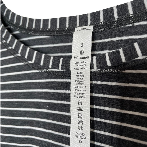 lululemon | To The Point Long Sleeve Modern Stripe Heathered Black White 6 - Picture 3 of 5